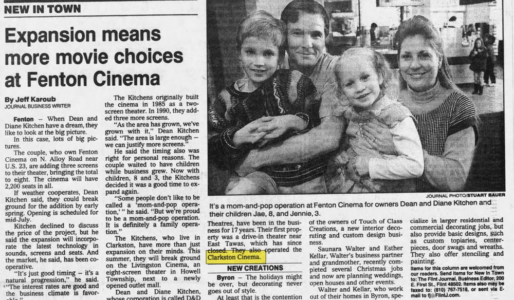 Fenton Cinema - Jan 1997 Article (newer photo)